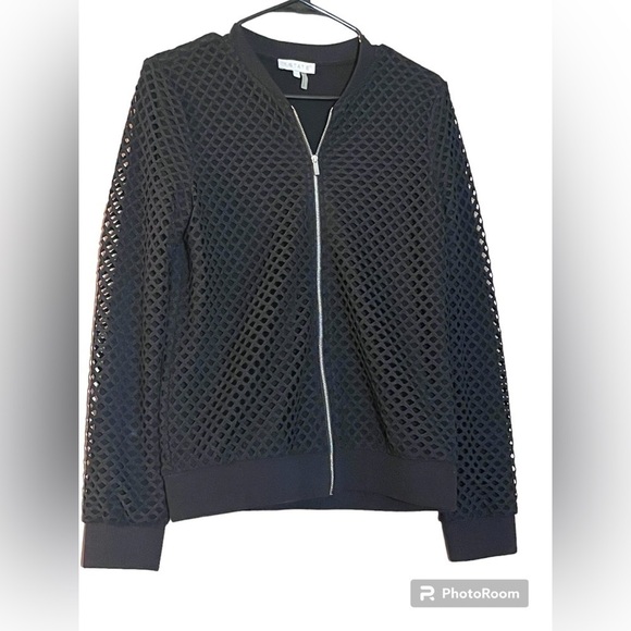 STATE Game On Black Netting Lace Bomber street goth whimsigoth Jacket Small - Picture 1 of 9